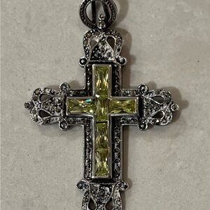 Elegant Silver and Green Cross Pendant